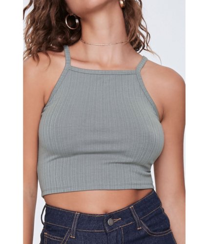 Imbracaminte femei forever21 ribbed cropped cami sage