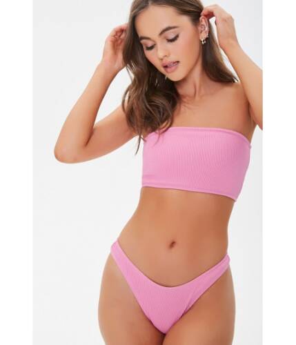 Imbracaminte femei forever21 ribbed high-leg bikini bottoms pink
