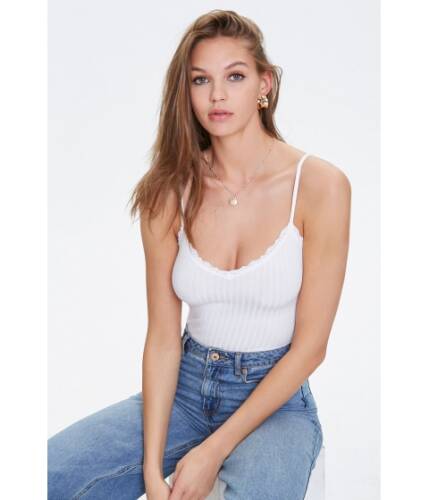 Imbracaminte femei forever21 ribbed lace-trim cami bodysuit white