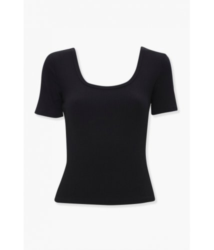 Imbracaminte femei forever21 ribbed scoop neck tee black