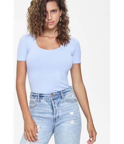 Imbracaminte femei forever21 ribbed scoop neck tee periwinkle