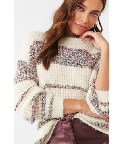 Imbracaminte femei forever21 ribbed tinsel-trim sweater ivorymulti