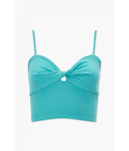 Imbracaminte femei forever21 ribbed twist-front cami teal