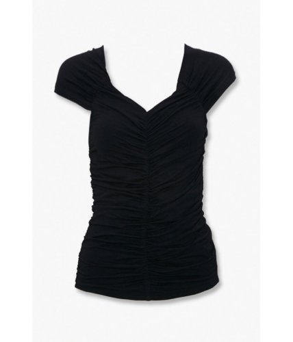 Imbracaminte femei forever21 ruched cap-sleeve top black