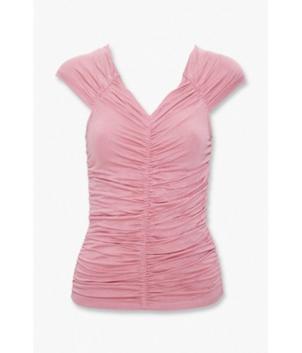 Imbracaminte femei forever21 ruched cap-sleeve top mauve
