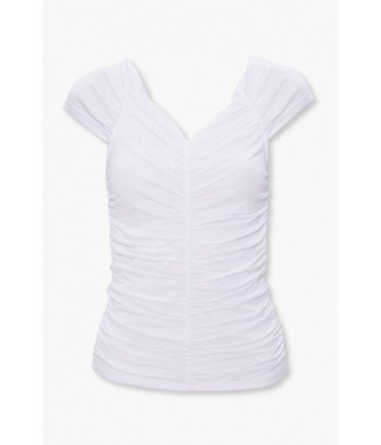 Imbracaminte femei forever21 ruched cap-sleeve top white