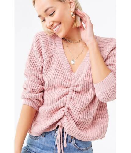 Imbracaminte femei forever21 ruched drawstring sweater mauve