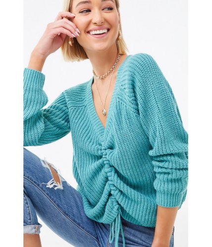 Imbracaminte femei forever21 ruched drawstring sweater seafoam