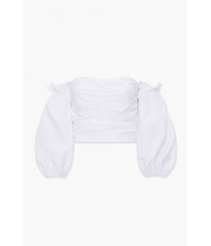 Imbracaminte femei forever21 ruched off-the-shoulder top white