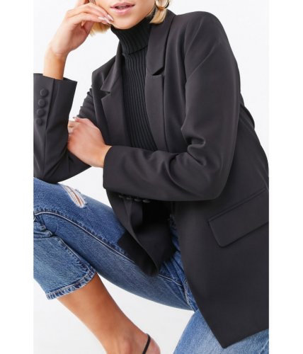 Imbracaminte femei forever21 ruched open-front blazer black