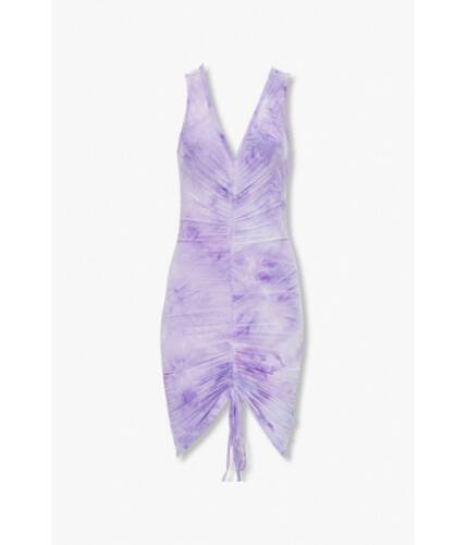 Imbracaminte femei forever21 ruched tie-dye bodycon dress lavendercream