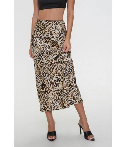 Imbracaminte femei forever21 satin leopard print skirt tanblack