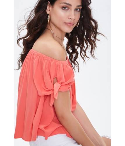 Imbracaminte femei forever21 self-tie bell sleeve top coral
