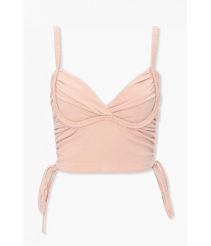 Imbracaminte femei forever21 self-tie bustier cropped cami taupe