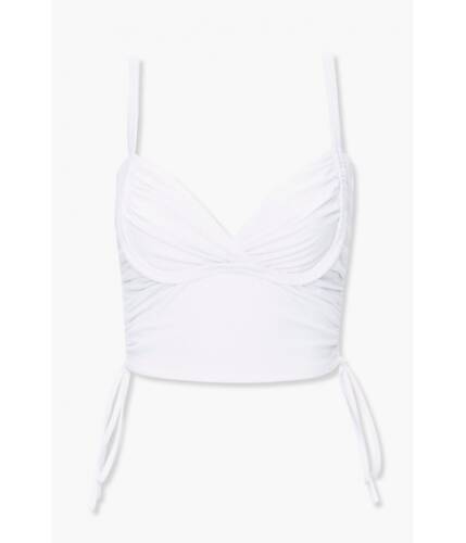 Imbracaminte femei forever21 self-tie bustier cropped cami white