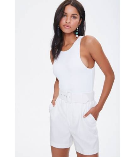 Imbracaminte femei forever21 sleeveless cheeky-cut bodysuit white