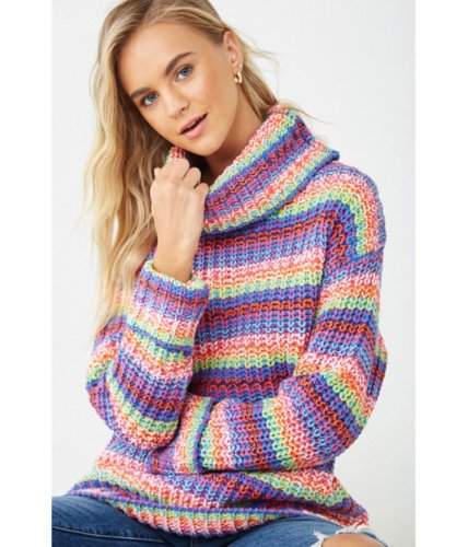 Imbracaminte femei forever21 striped longline sweater bluemulti