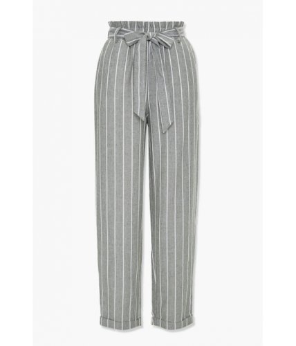 Imbracaminte femei forever21 striped paperbag pants oliveivory