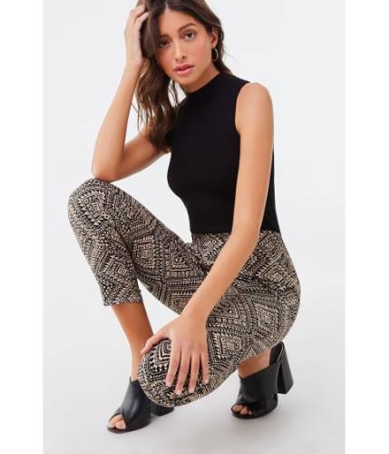 Imbracaminte femei forever21 tapered geo print pants blacktaupe