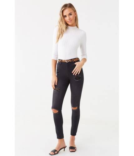Imbracaminte femei forever21 the fairfax distressed super skinny jeans black