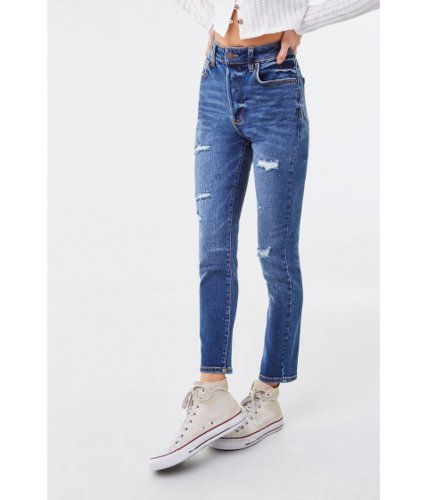Imbracaminte femei forever21 the westwood distressed mom jeans indigo