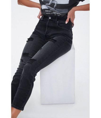 Imbracaminte femei forever21 the westwood high-rise distressed ankle jeans black