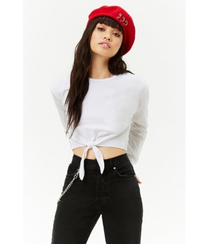 Imbracaminte femei forever21 tie-front crop top white