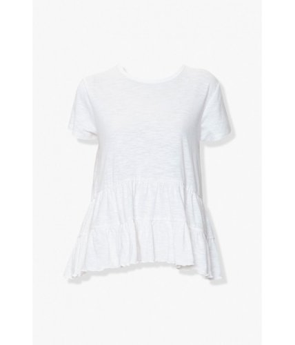 Imbracaminte femei forever21 tiered high-low hem tee ivory