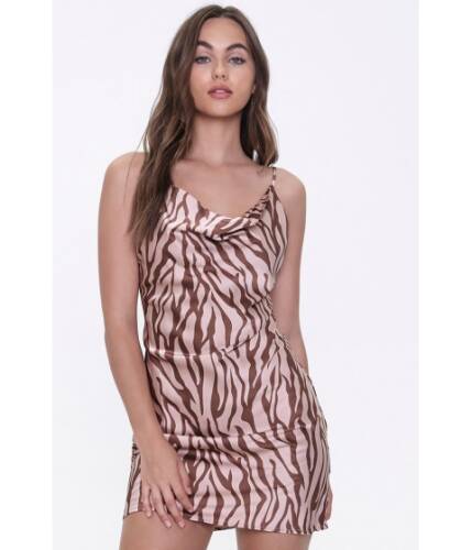 Imbracaminte femei forever21 tiger-stripe print slip dress camelbrown