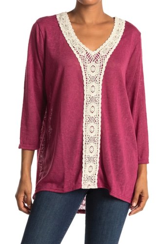 Imbracaminte femei forgotten grace crochet trim highlow top plus size burgundy