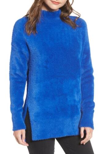 Imbracaminte femei french connection edith faux fur turtleneck sweater light blue depths