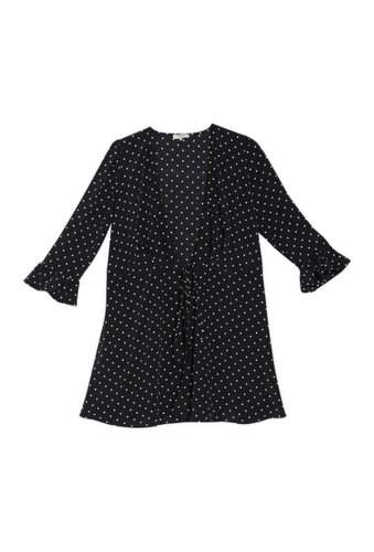 Imbracaminte femei frnch polka dot flounce sleeve mini wrap dress black