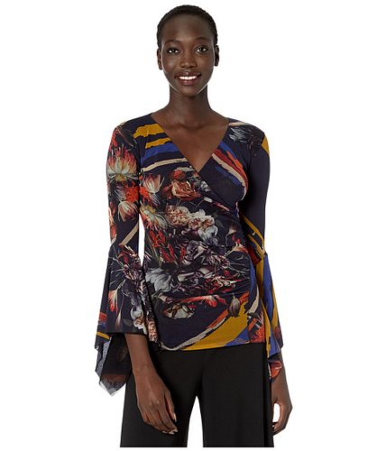 Imbracaminte femei fuzzi long sleeve v-neck floral top with dramatique sleeves viola