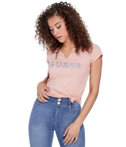 Imbracaminte femei guess holly crush embellished logo tee rose bliss