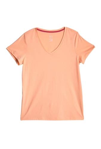 Imbracaminte femei hue solid v-neck t-shirt peach nectar