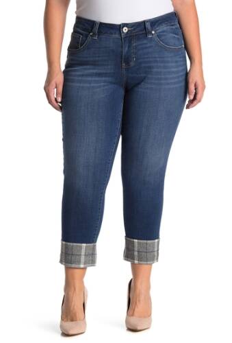 Imbracaminte femei jag jeans carter girlfriend skinny jeans with plaid cuff plus size brilliant