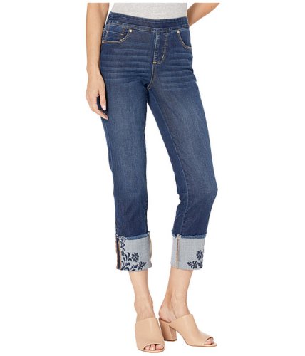 Imbracaminte femei jag jeans lewis straight pull-on jeans w embroidered cuff in harbor harbor