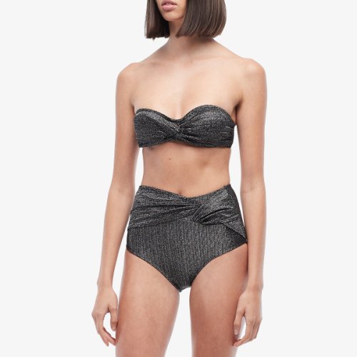 Imbracaminte femei jonathan simkhai metallic front twist bikini top blacksilver