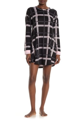 Imbracaminte femei kensie patterned long sleeve sleepshirt blk pld