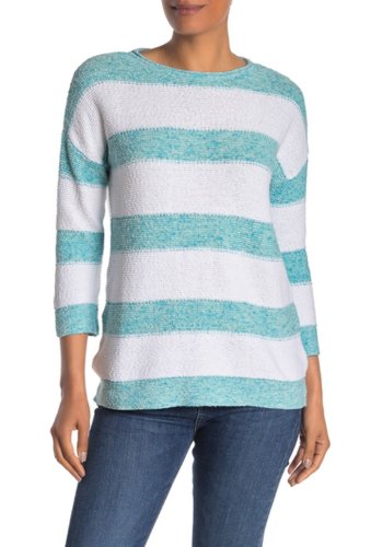 Imbracaminte femei kinross textured striped boatneck sweater lagoonwhite