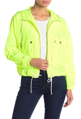 Imbracaminte femei know one cares lightweight cargo pocket hooded zip jacket neon lime