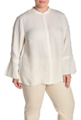 Imbracaminte femei lafayette 148 new york nicolette silk button trim blouse plus size cloud
