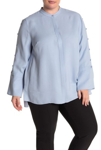 Imbracaminte femei lafayette 148 new york nicolette silk button trim blouse plus size pale blue