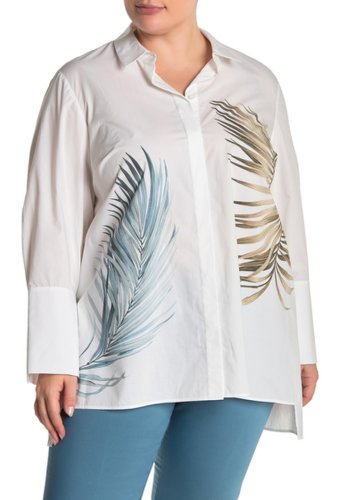 Imbracaminte femei lafayette 148 new york porto tropical collared blouse plus size white multi
