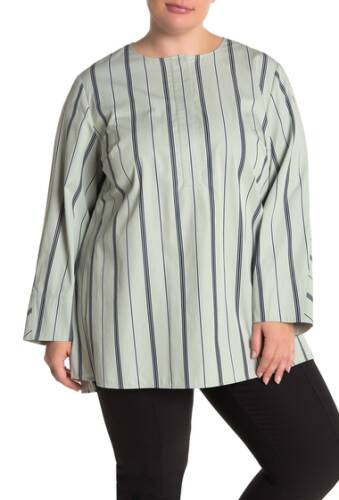 Imbracaminte femei lafayette 148 new york tilly striped long sleeve blouse plus size peppermint multi
