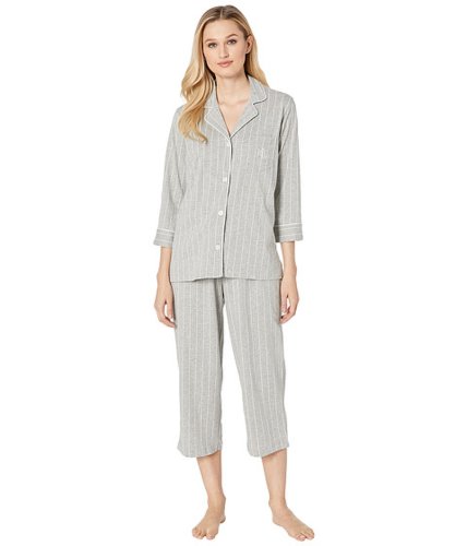 Imbracaminte femei lauren ralph lauren essentials bingham knits capri pj set grey stripe