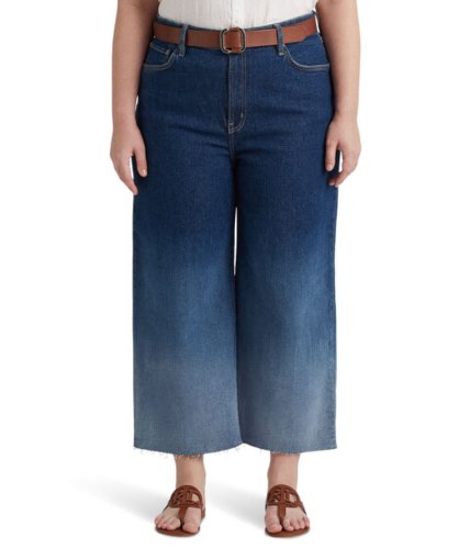 Imbracaminte femei lauren ralph lauren plus size ombreacute high-rise wide-leg cropped jeans in ombre canyon wash ombre canyon wash