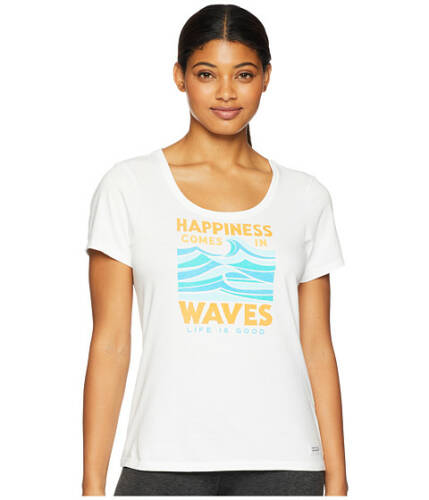 Imbracaminte femei life is good happiness comes in waves crusher scoop neck t-shirt cloud white