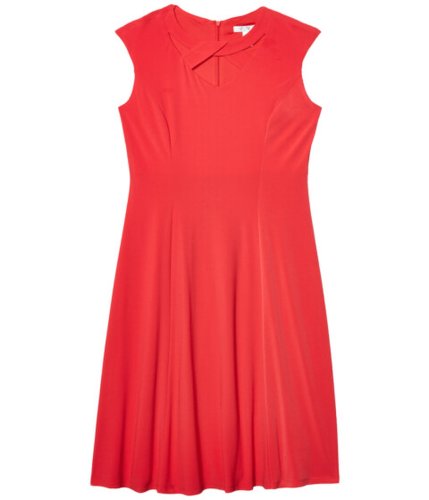 Imbracaminte femei london times fit-and-flare dress with neck details coral