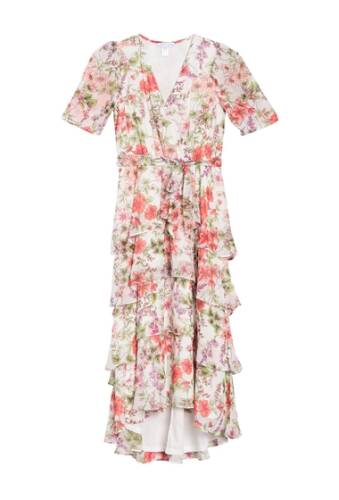Imbracaminte femei london times tiered floral print midi dress whtcoral